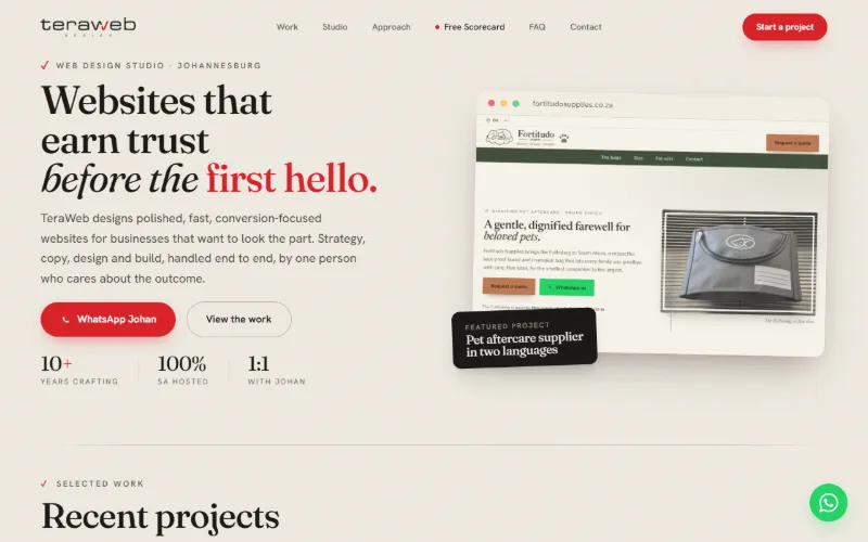 The teraweb.co.za home page