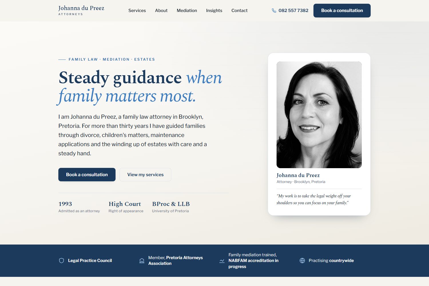 Johanna du Preez Attorneys website