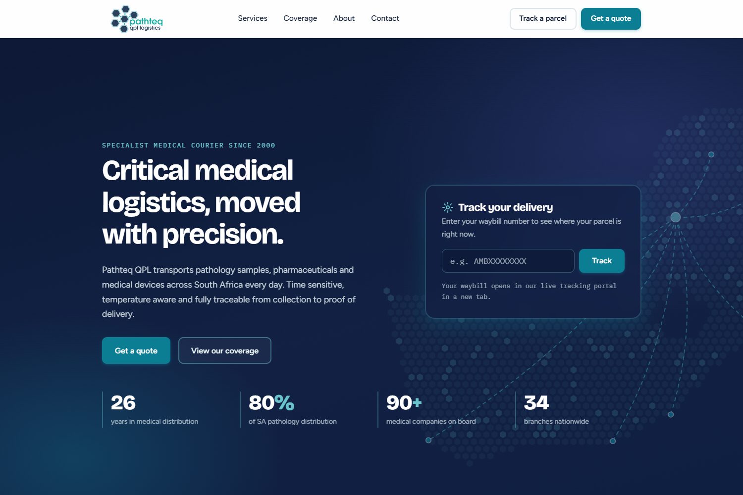 Pathteq QPL medical courier website built by TeraWeb
