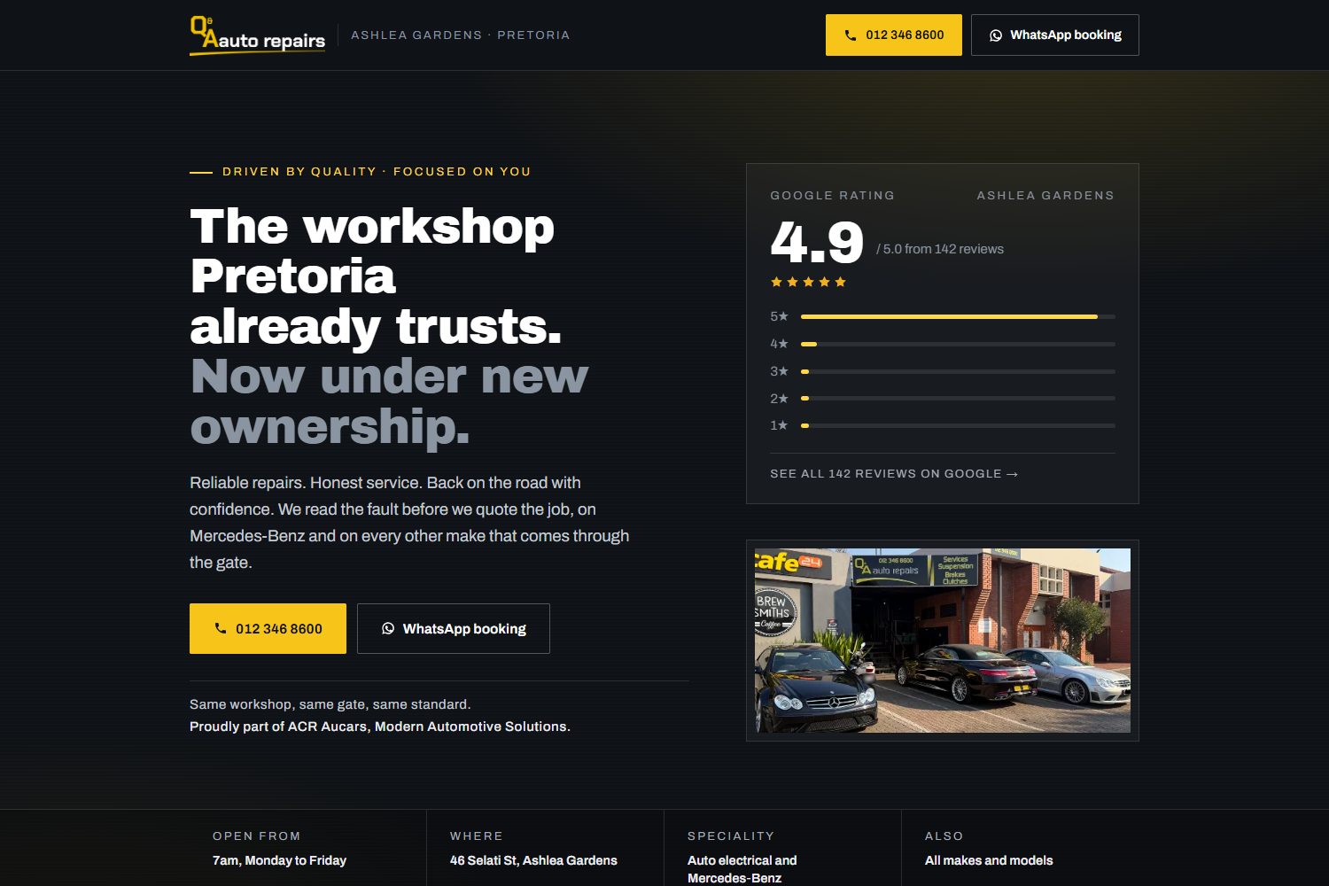 Q&A Auto Repairs website built by TeraWeb